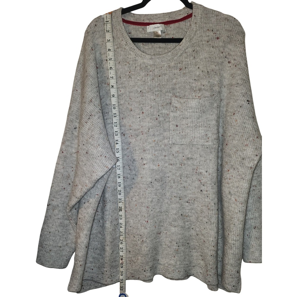 CJ Banks Womens 3X Gray Confetti Ribbed Knit Pocket Pullover Sweater - Picture 6 of 7